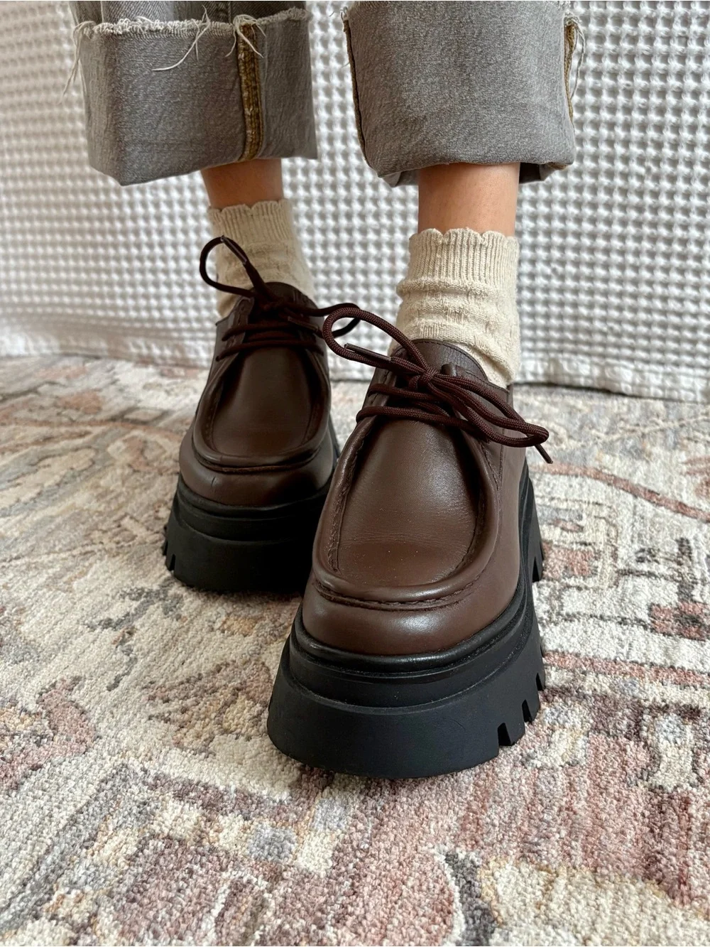 ALOHAS Tycoon Loafer in Brown - Chunky Lug Sole Loafer